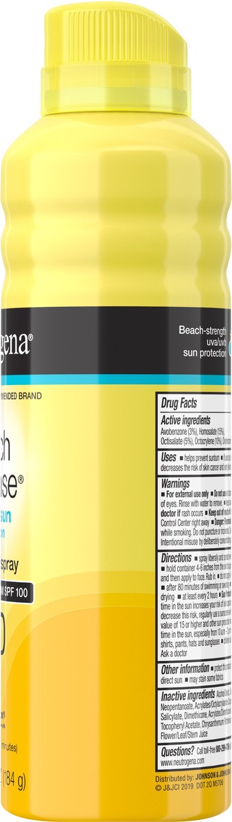 slide 3 of 7, Neutrogena Beach Defense Spray Sunscreen with Broad Spectrum UVA/UVB SPF 100, Fast Absorbing Sunscreen Spray, Water-Resistant and Oil-Free Sun Protection, SPF 100, 6.5 oz, 6.5 oz