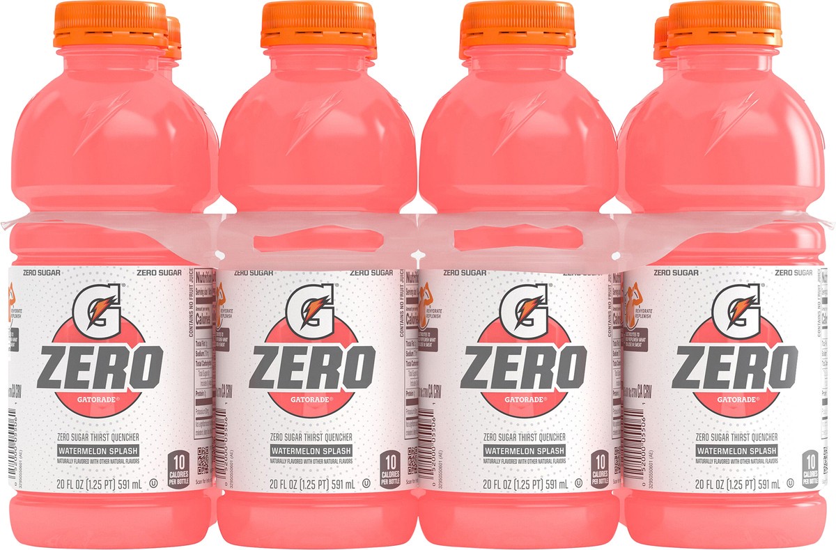 slide 6 of 8, Gatorade Zero Zero Sugar Thirst Quencher Watermelon Splash 20 Fl Oz, 8 Count, 8 ct
