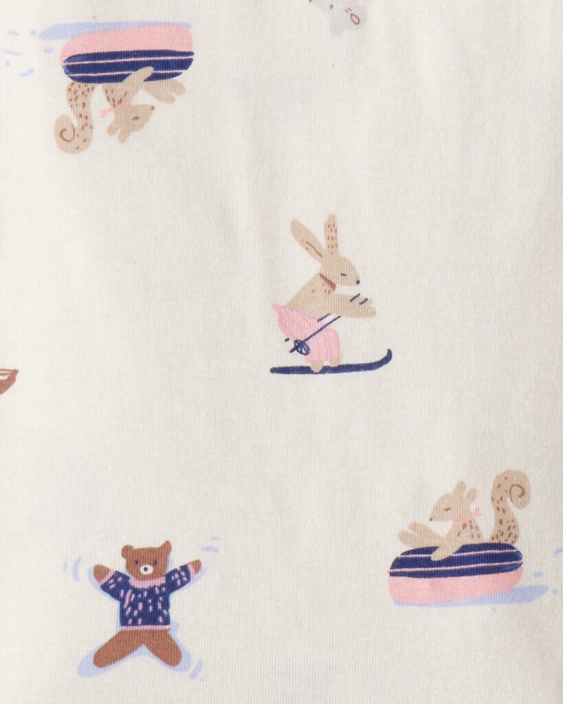 slide 2 of 3, Carter's Carters Baby Girl Bunny Winter Print 100% Cotton Long-Sleeve Snug Fit 4-Piece Pajamas - Blue/White Blue/White 9M, 4 pc