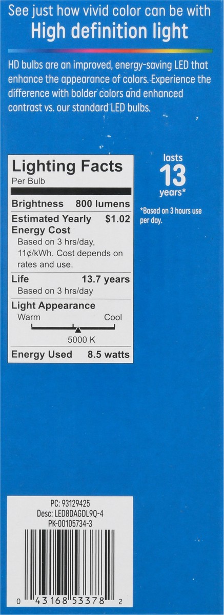 slide 8 of 9, GE Refresh 8.5 Watts HD Light LED Light Bulbs 4 ea, 4 ct