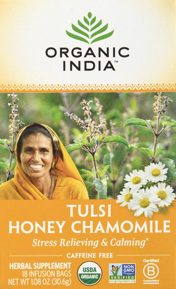 slide 4 of 9, Organic India Tulsi Tea Honey Chamomile - 18 ct, 18 ct