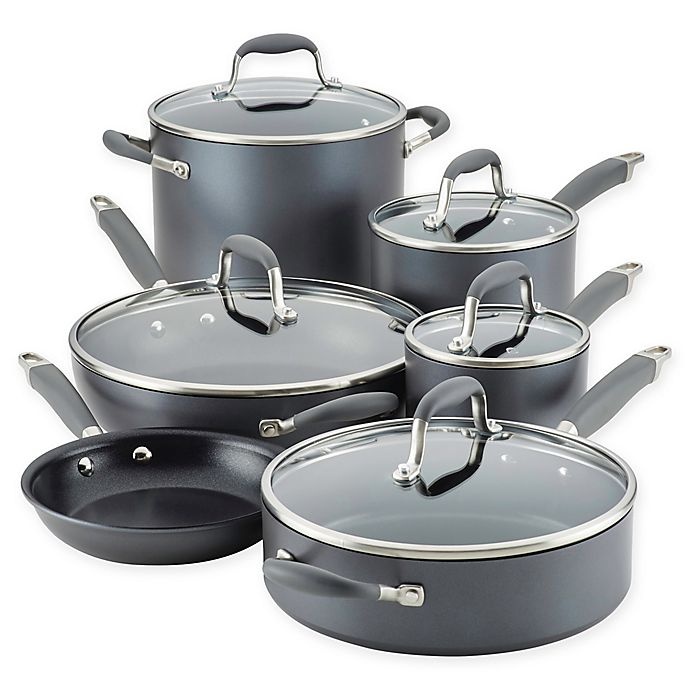 slide 1 of 12, Anolon Advanced Home Hard-Anodized Nonstick Cookware Set - Moonstone, 11 ct