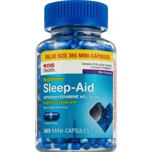 slide 1 of 1, CVS Health Nighttime Sleep Aid Diphenhydramine Hci 25 Mg Mini-Capsules, 365 Ct, 1 ct