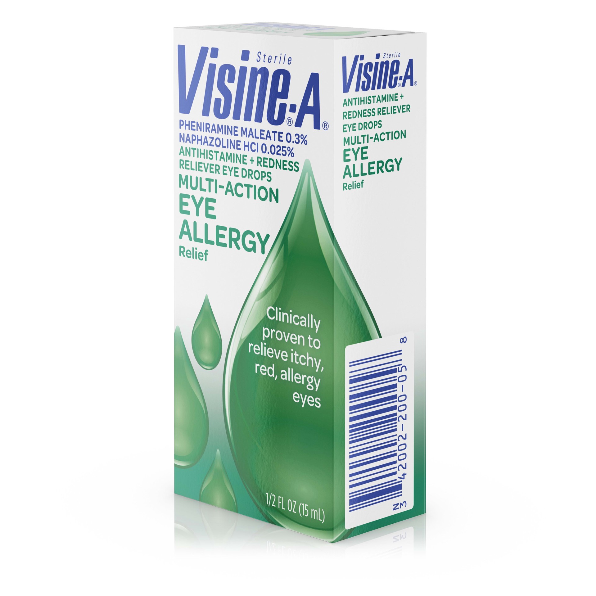 slide 2 of 5, VISINE-A Antihistamine + Redness Multi-Action Eye Allergy Reliever Eye Drops, .5 Fl. Oz, 0.50 fl oz