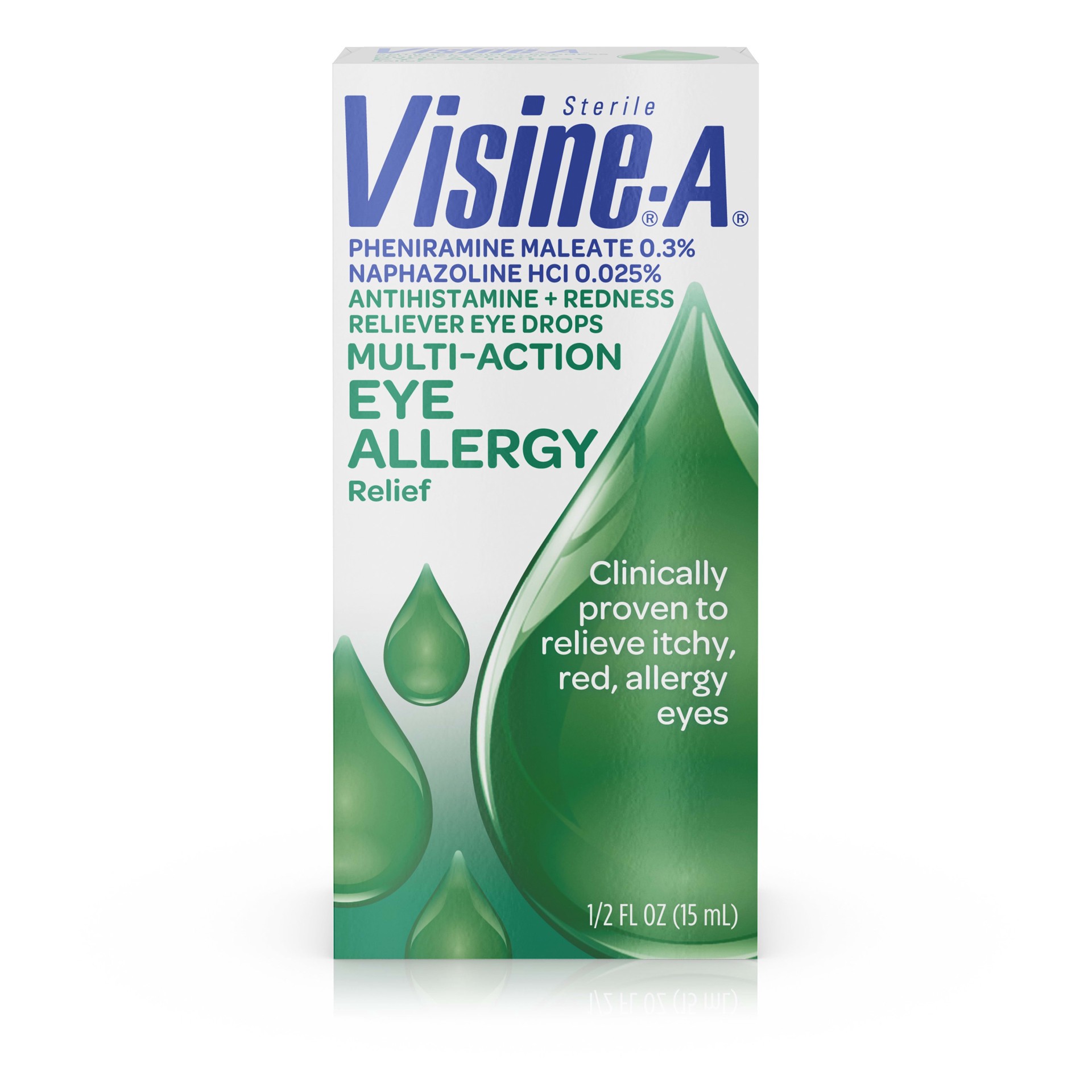 slide 3 of 5, VISINE-A Antihistamine + Redness Multi-Action Eye Allergy Reliever Eye Drops, .5 Fl. Oz, 0.50 fl oz