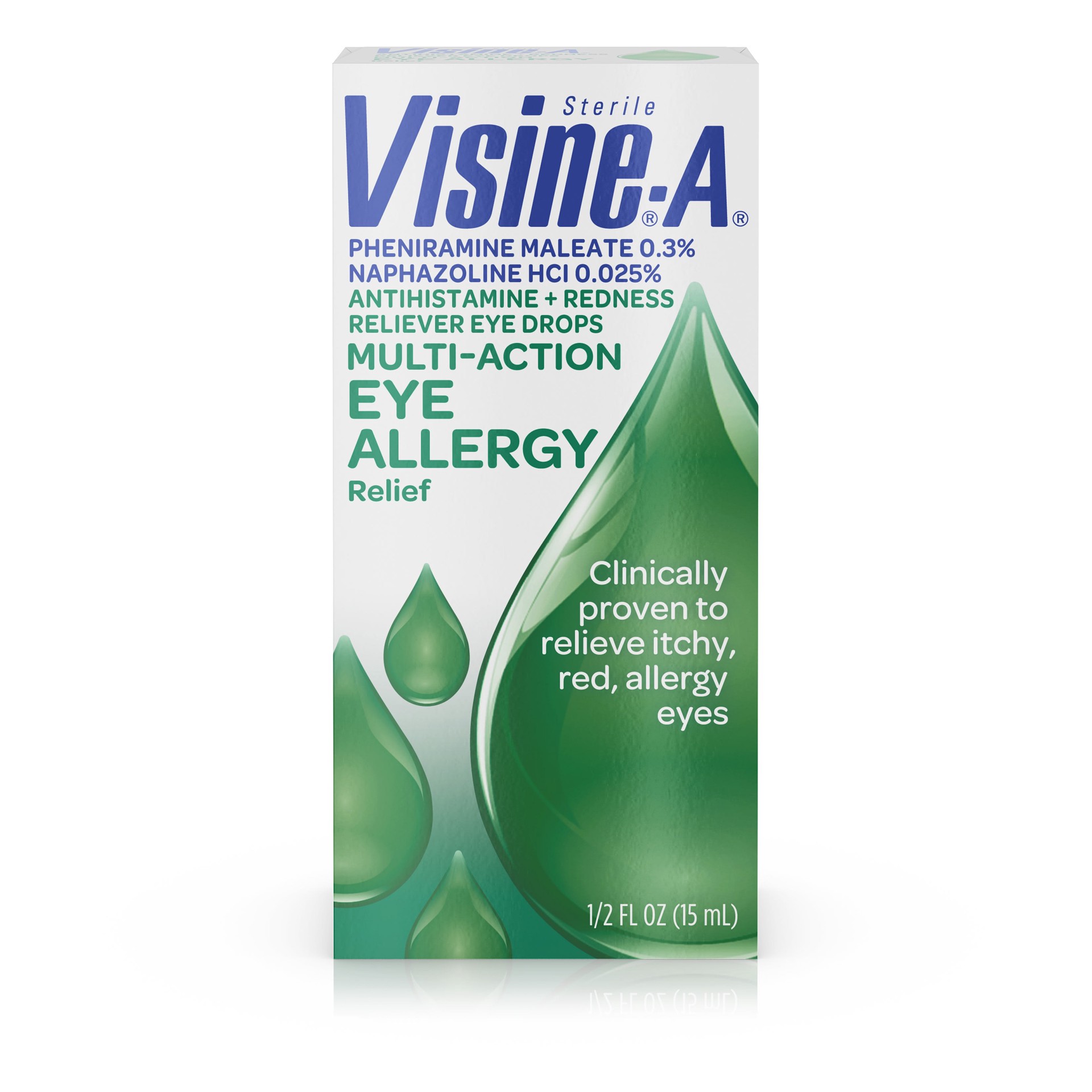 slide 1 of 5, VISINE-A Antihistamine + Redness Multi-Action Eye Allergy Reliever Eye Drops, .5 Fl. Oz, 0.50 fl oz