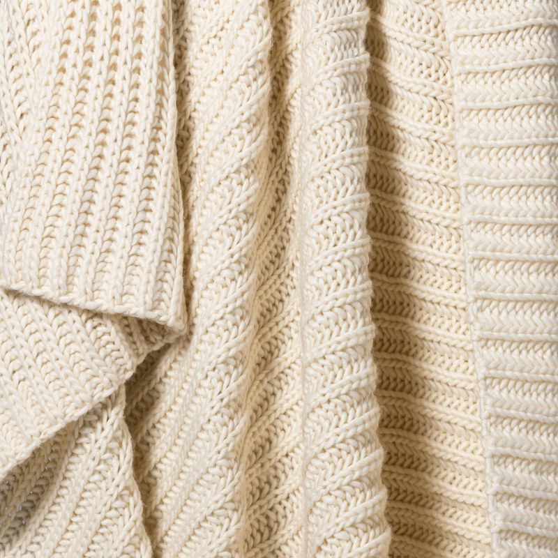 Chunky Knit Reversible Throw Blanket Neutral Threshold 1 Ct Shipt 