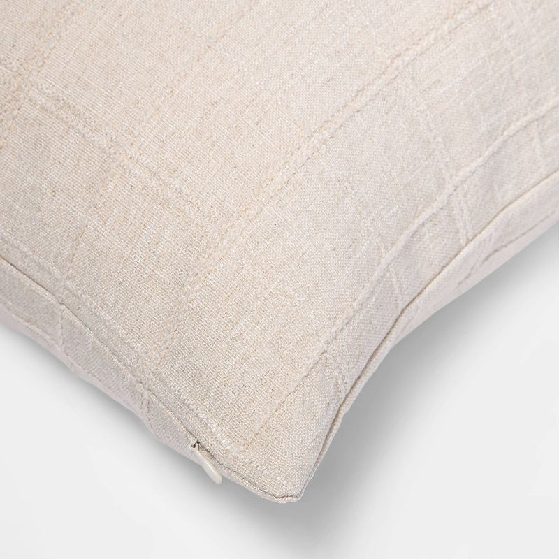 slide 4 of 5, Pillow Perfect Oversized Woven Washed Windowpane Square Throw Pillow Cream : 20x20 Inch Polyester, Machine Washable Cloth Napkins - Threshold™, 1 ct