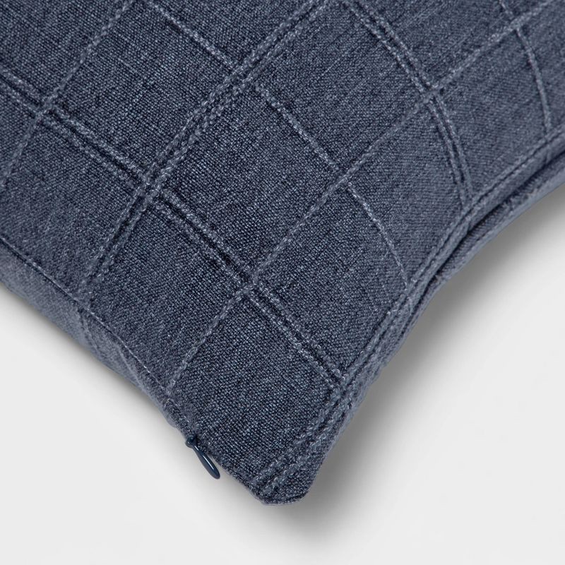 slide 4 of 5, Oversized Woven Washed Windowpane Square Throw Pillow Blue - Threshold™: Plaid Design, Zipper Closure, Indoor Use, 1 ct