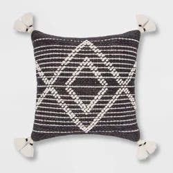 Embroidered Textured Diamond Throw Pillow Black/Cream - Opalhouse™