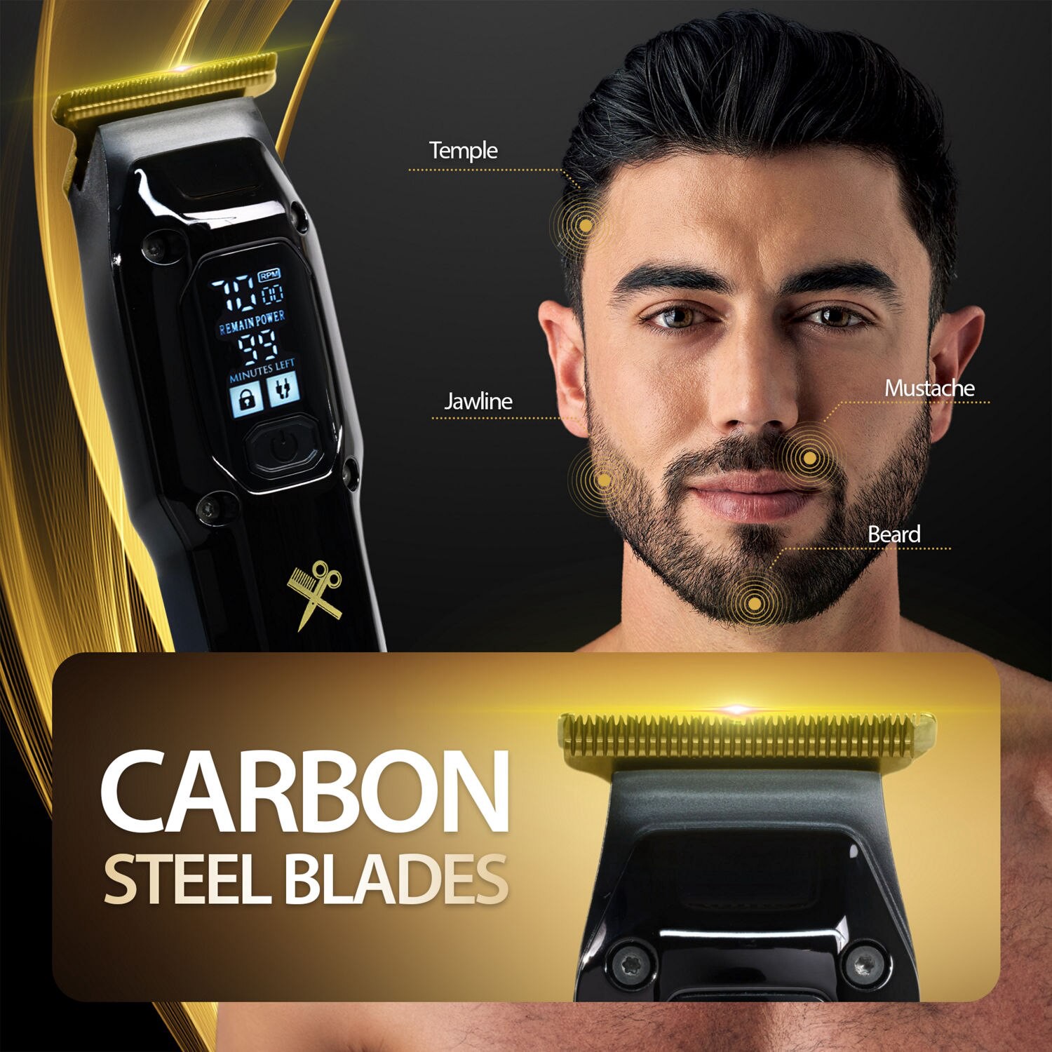 slide 3 of 6, CUTTING EDGE Lcd Rechargeable T-Blade With Turbo Boost Speed, 1 ct