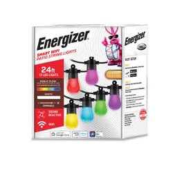 Energizer 24-ft Plug-in white Outdoor String Light with 12 Color changing -Light LED Edison Bulbs Bluetooth Compatibility Wi-Fi Compatibility
