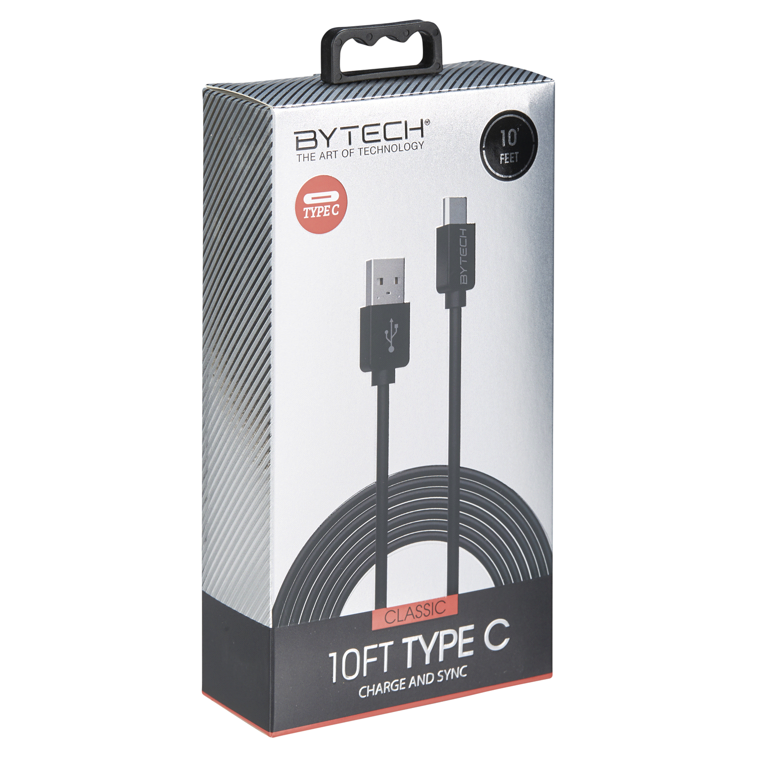 slide 4 of 5, Bytech 10' Heavy Duty C-Type Cable, Black, 10 ft