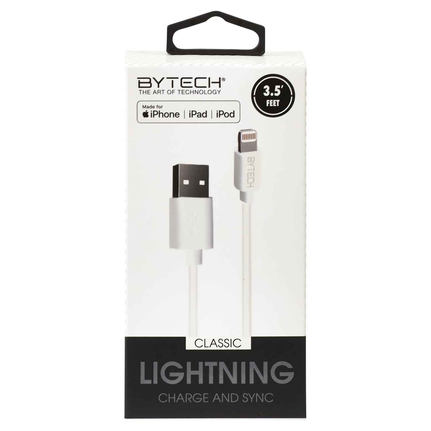 slide 1 of 1, Bytech Lightning Charge and Sync Cable, 3.5 ft., White, 3.5 ft