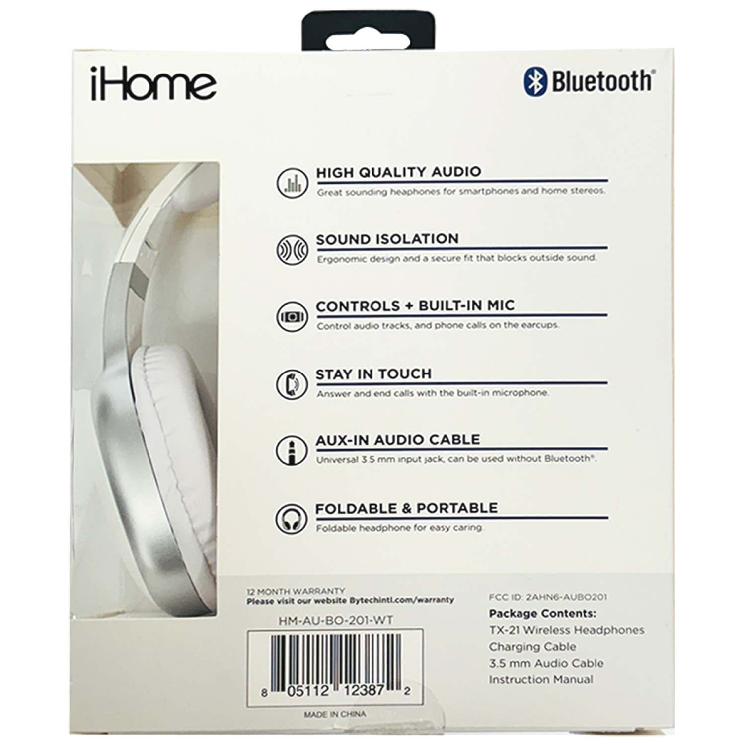 slide 2 of 5, Ihome Tx-21 Over The Head White, 1 ct