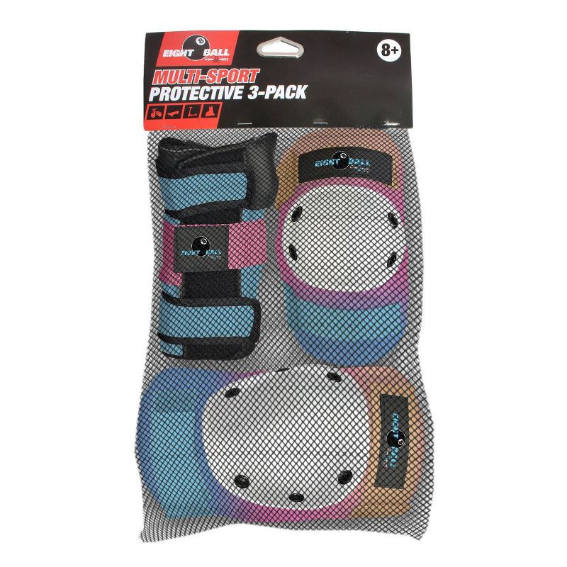 slide 5 of 8, Eight Ball Kids' 8+ Pad Set 3pk - Sunset Fade: Elbow, Knee, Wrist Protection, 3 ct