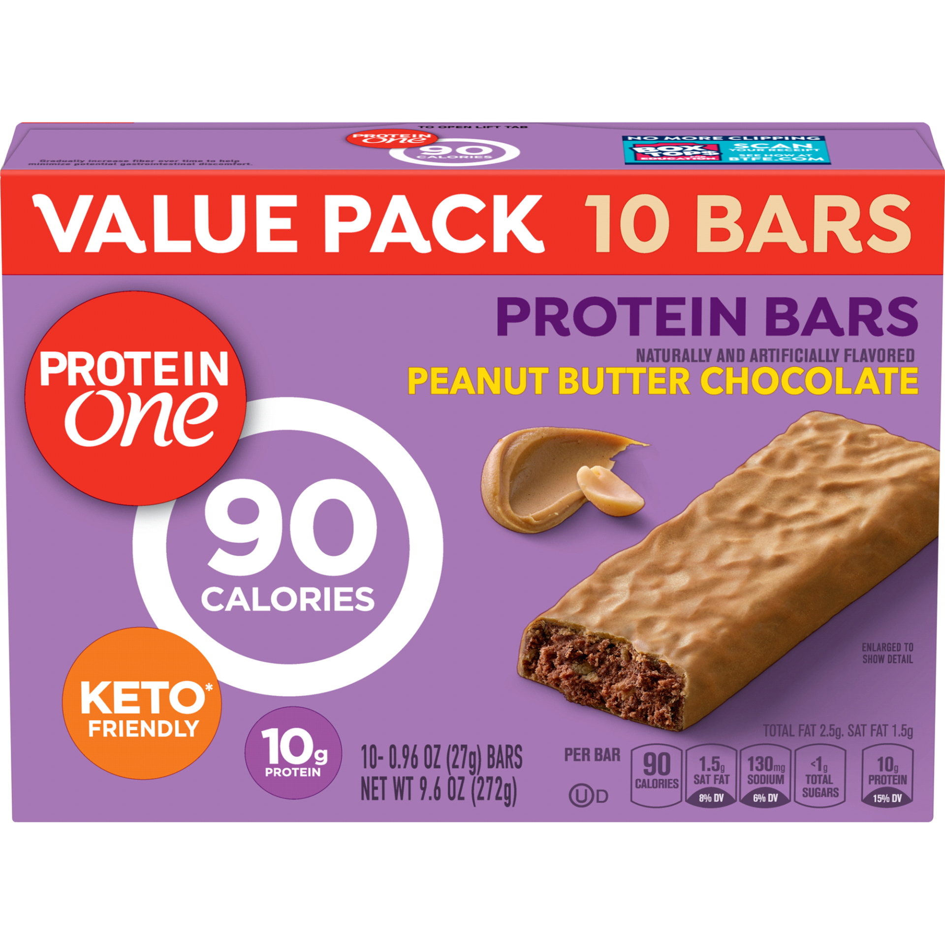 slide 1 of 1, Protein One 90 Calorie Keto Protein Bars, Peanut Butter Chocolate, 10 ct, 10 ct