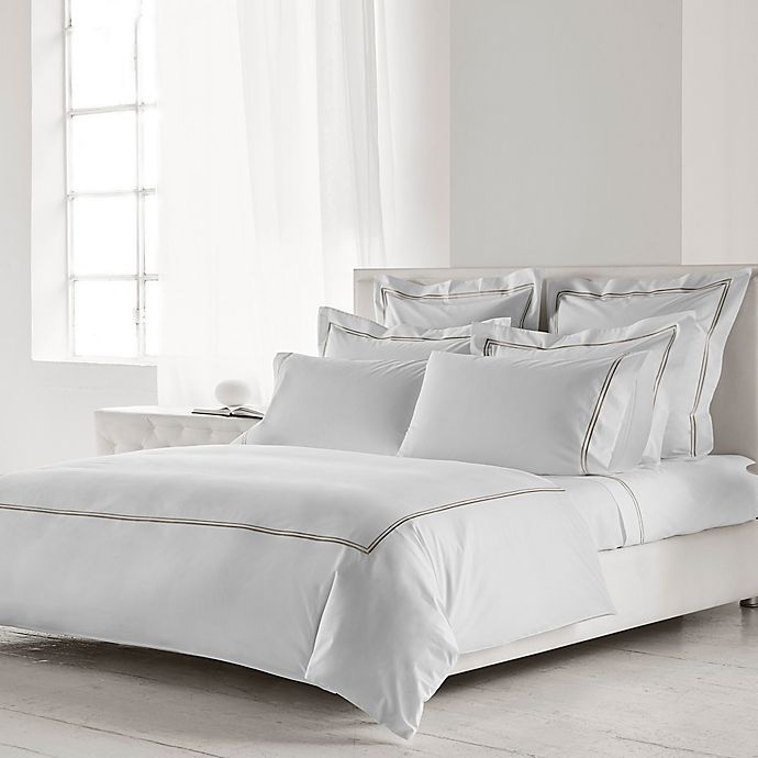 slide 2 of 3, Frette At Home Piave King Duvet Cover - White/Stone, 1 ct