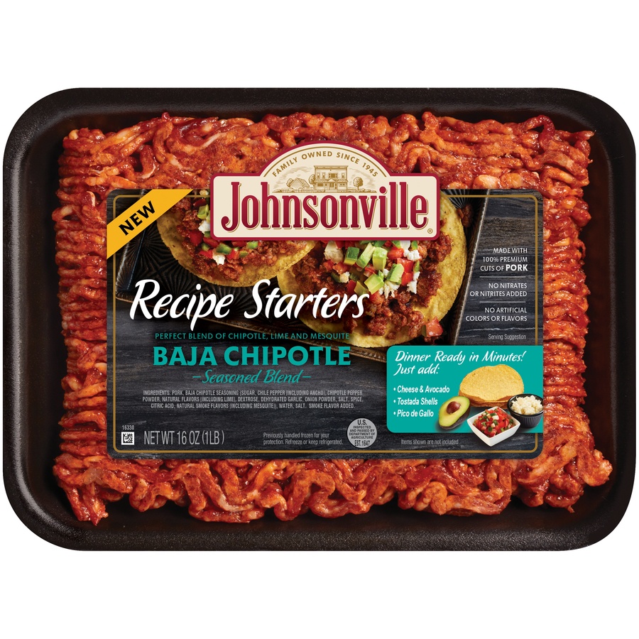 slide 1 of 1, Johnsonville Recipe Starters Baja Chipotle Pork Seasoned Blend, 16 oz