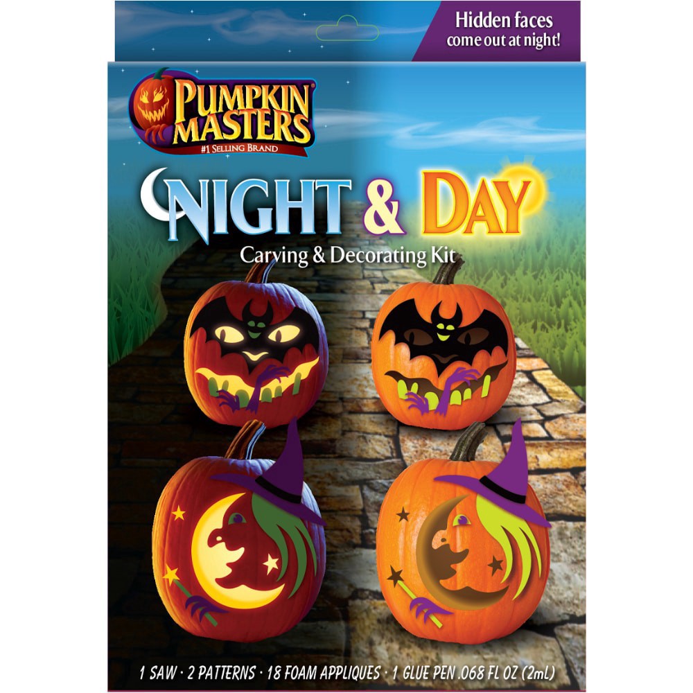 slide 1 of 1, Pumpkin Masters Night & Day Halloween Carving Decorating Kit, 22 ct