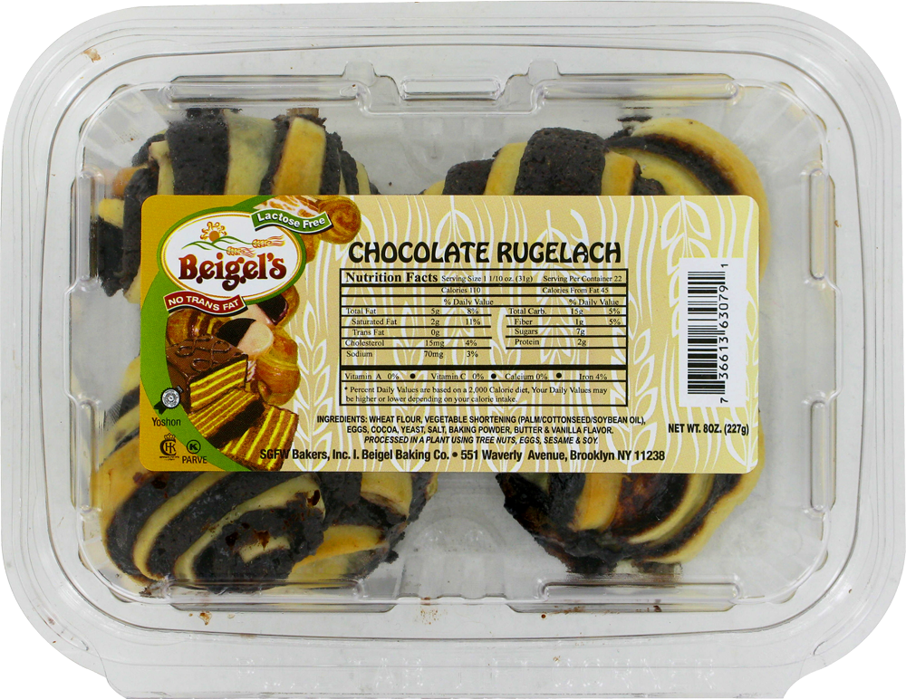 slide 1 of 1, Beigel's Chocolate Rugelach, 8 oz