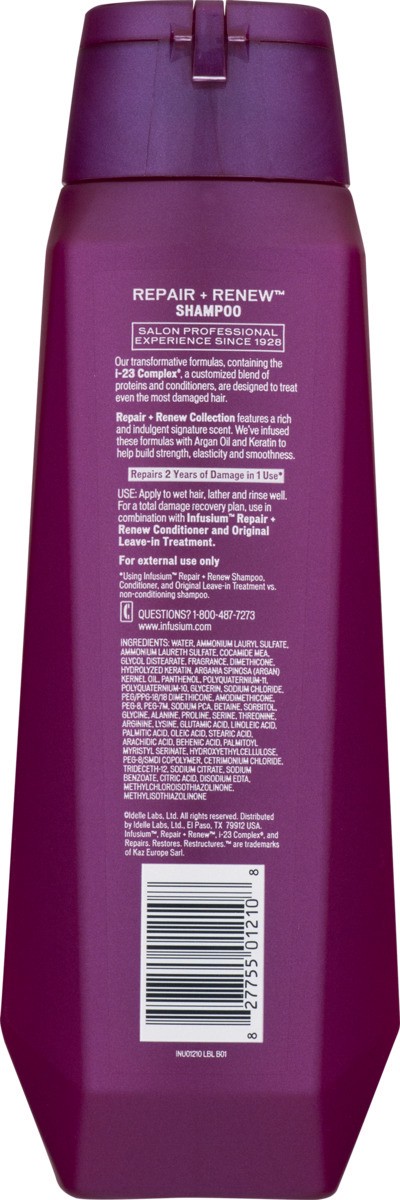 slide 4 of 9, Infusium Repair & Renew Shampoo with Argan Oil & Keratin, 13.5 fl oz