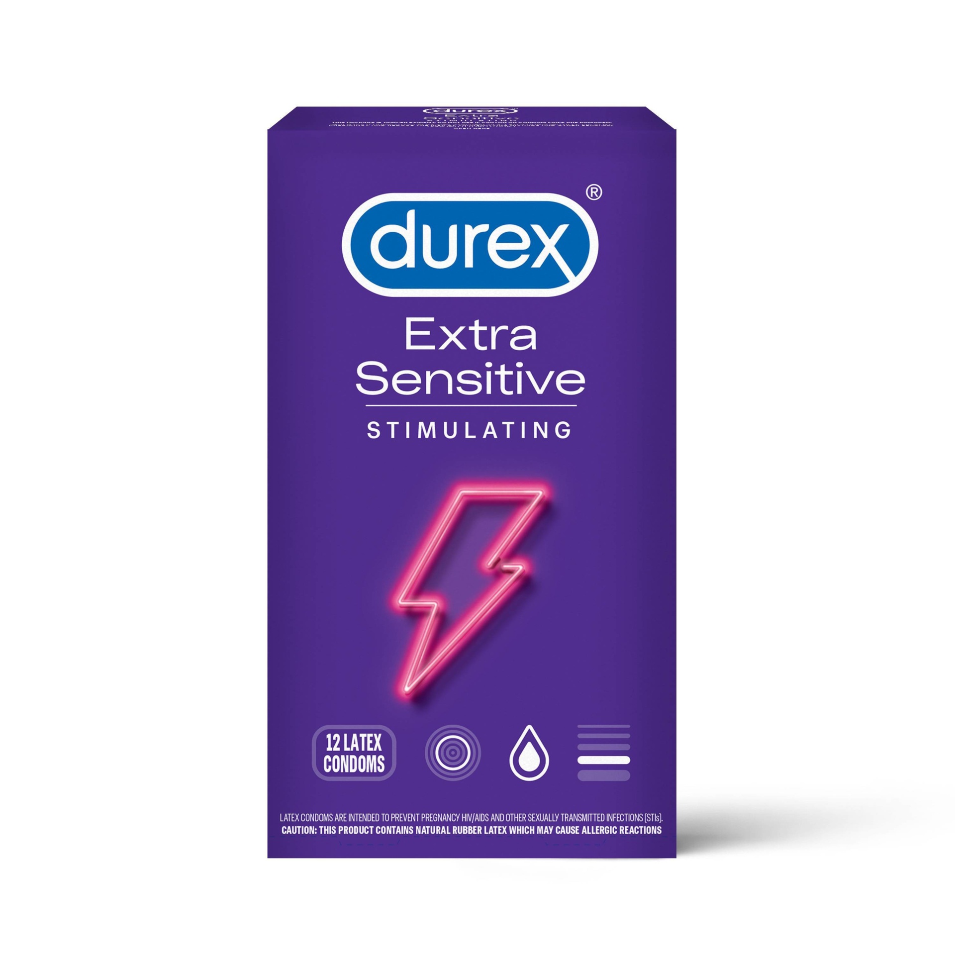 slide 1 of 7, Durex Extra Sensitive Stimulating Condoms, 12 ct