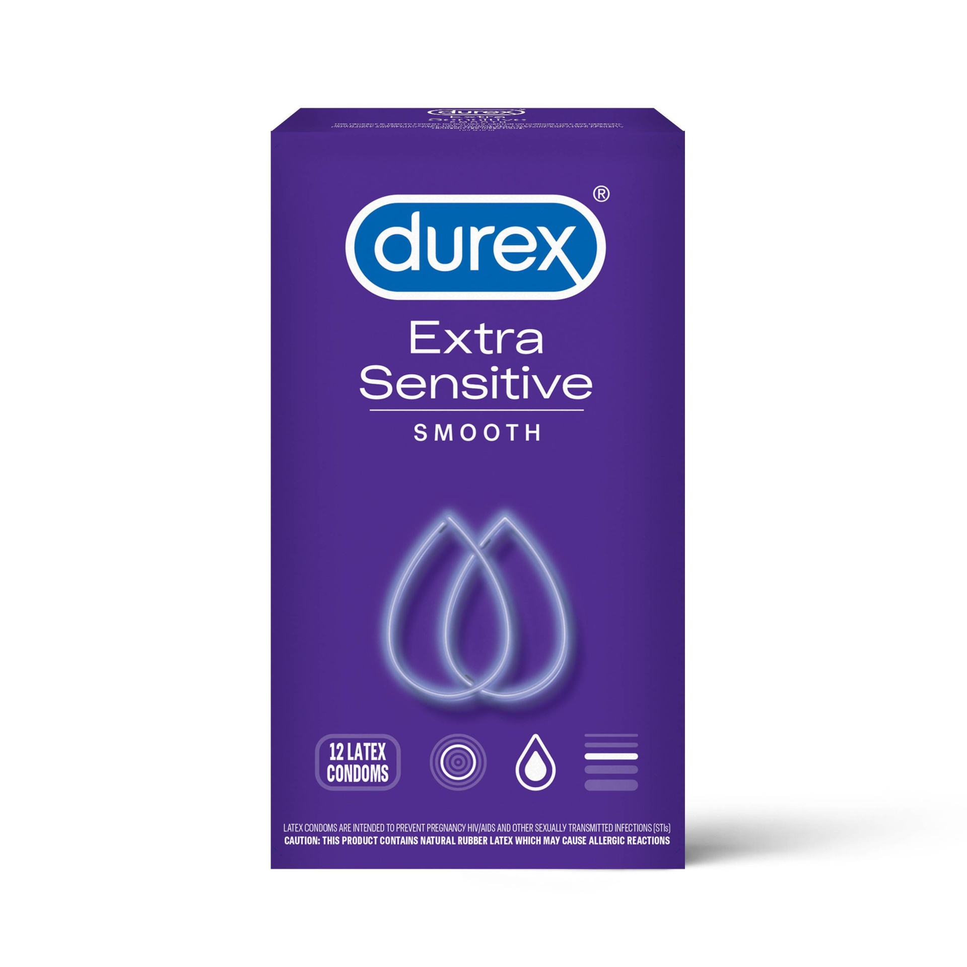 slide 1 of 7, Durex Extra Sensitive Smooth Condoms, 12 ct