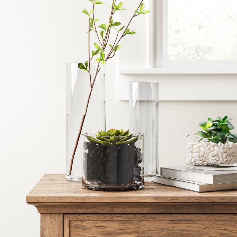 slide 2 of 3, 14" x 5" Skinny Glass Vase - Threshold™: Elegant Tabletop Hurricane, Spot Clean, Watertight Decor, 1 ct