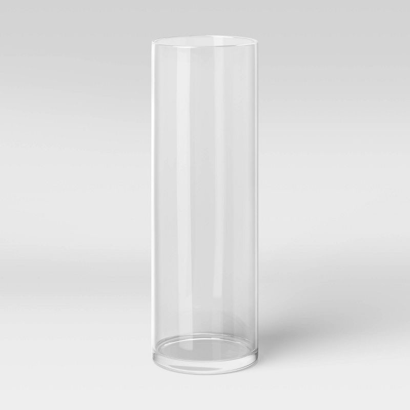 slide 1 of 3, 14" x 5" Skinny Glass Vase - Threshold™: Elegant Tabletop Hurricane, Spot Clean, Watertight Decor, 1 ct