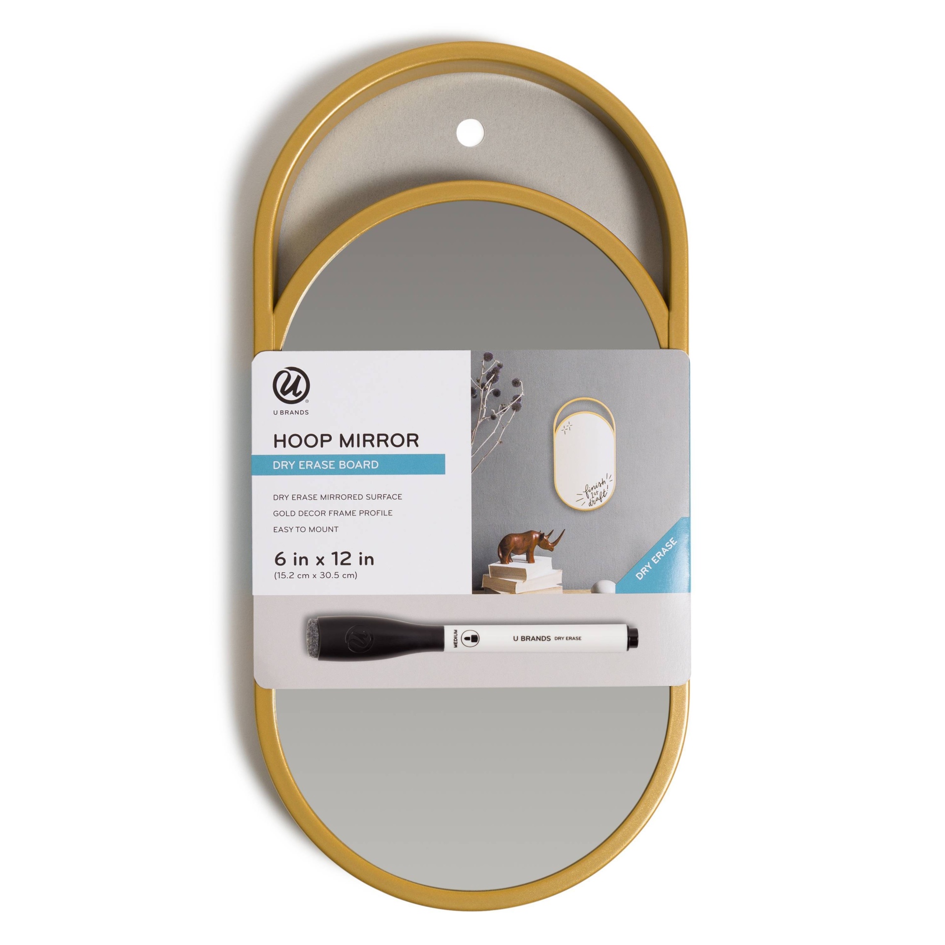 slide 1 of 5, U Brands 6"x12" Hoop Mirror Dry Erase Board with Marker, 1 ct