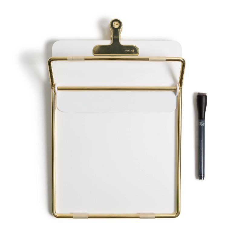 slide 4 of 5, U Brands 8.5"x11.7" Adjustable Glass Desktop Easel with Gold Accents and Marker: Office Supplies & Accessories, Desk Whiteboard, 1 ct