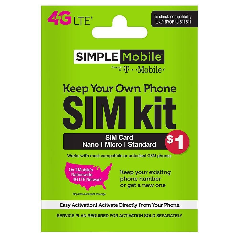 slide 1 of 6, Simple Mobile SIM Kit, 1 ct