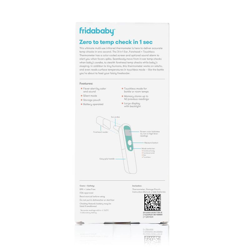 slide 4 of 4, Frida Baby 3-in-1 Ear and Forehead Infrared Thermometer, 1 ct