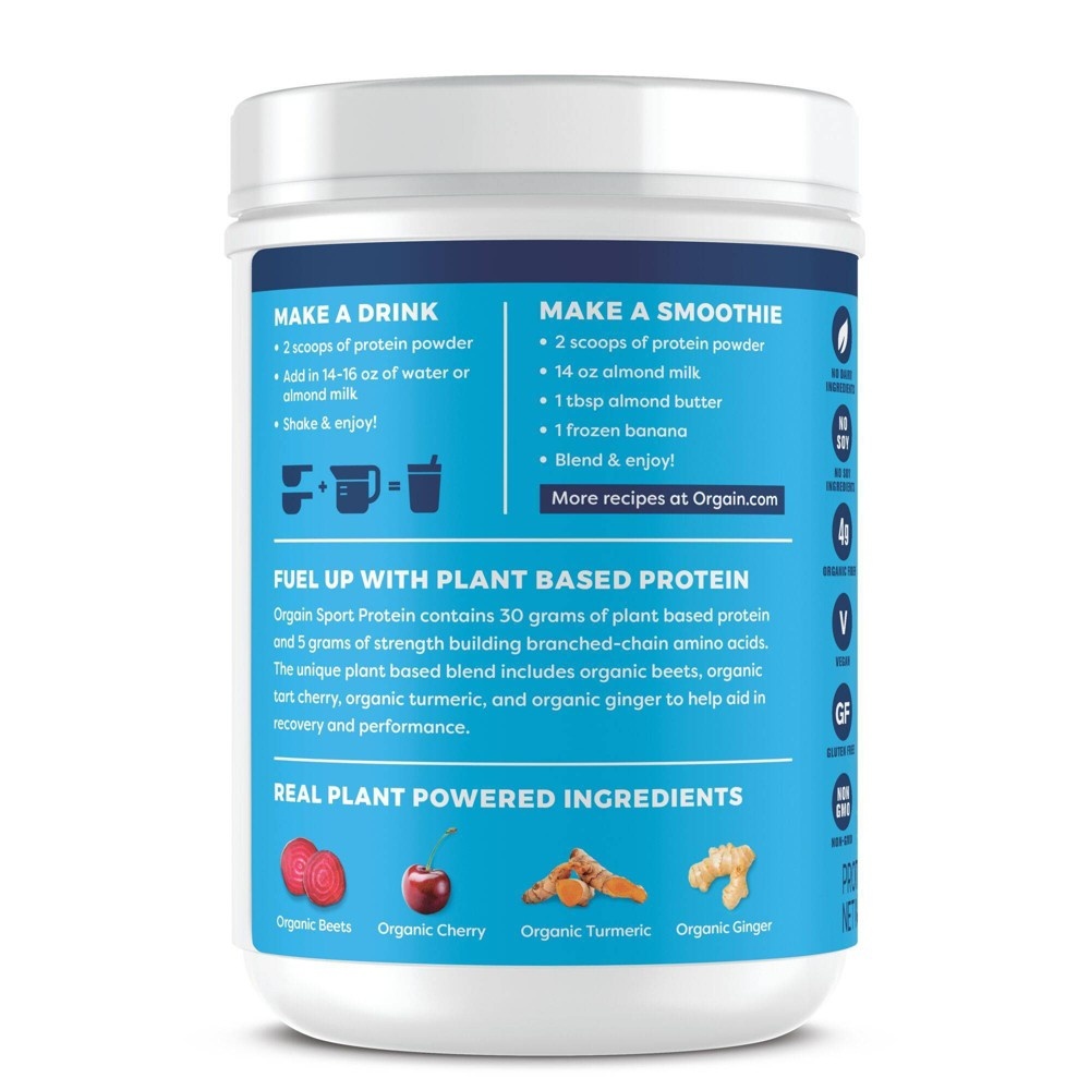 slide 2 of 4, Orgain Organic Sport Protein Powder - Vanilla, 30 gram, 20.16 oz