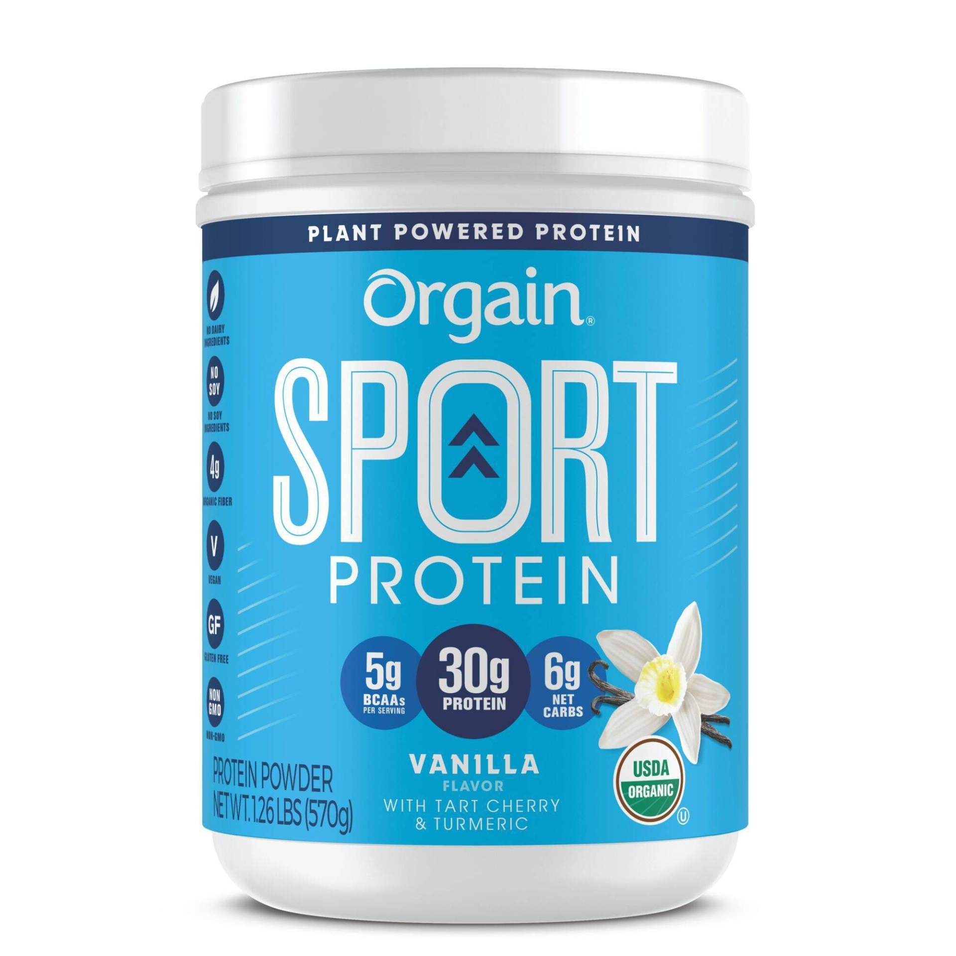 slide 1 of 4, Orgain Organic Sport Protein Powder - Vanilla, 30 gram, 20.16 oz