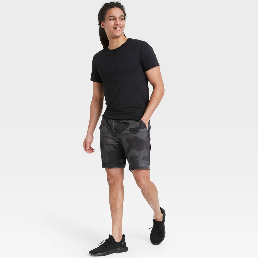 Men's Camo Print Training Shorts All in Motion Black S 1 ct Shipt