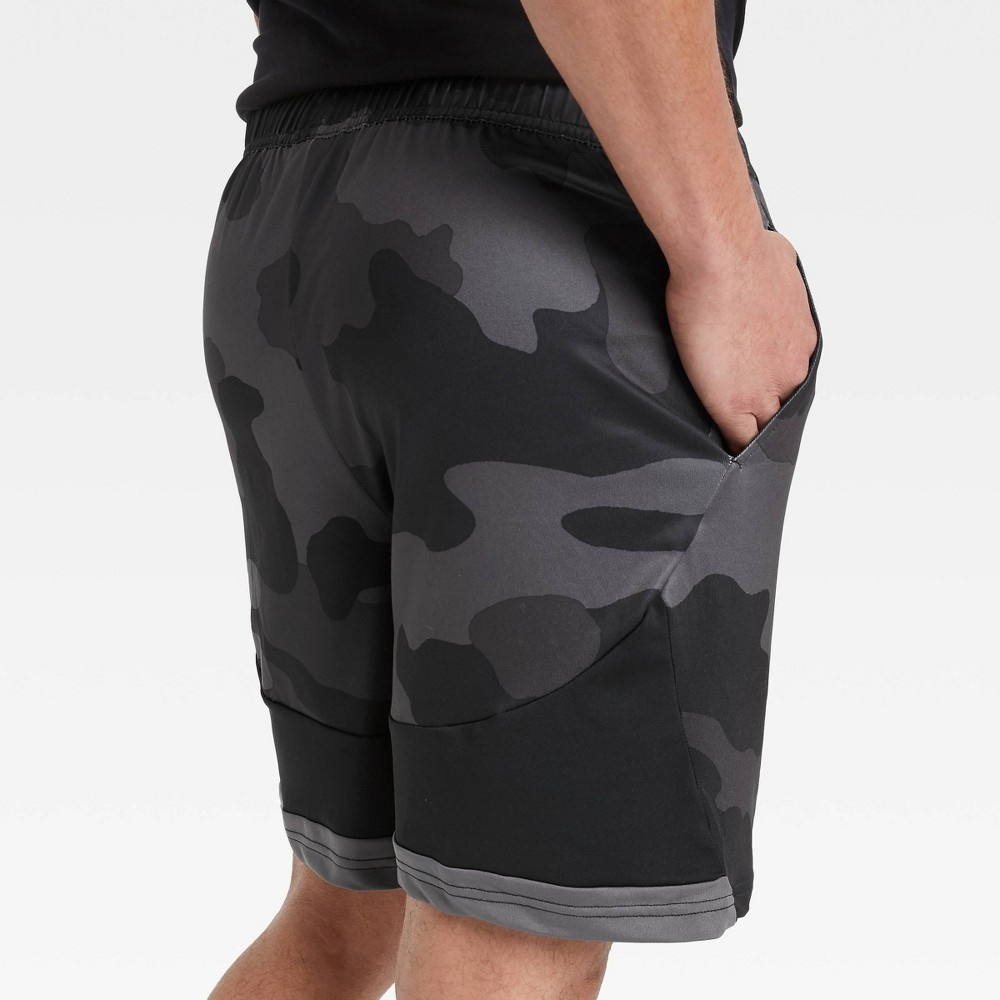 slide 4 of 4, Men's Camo Print Training Shorts - All in Motion Black S, 1 ct