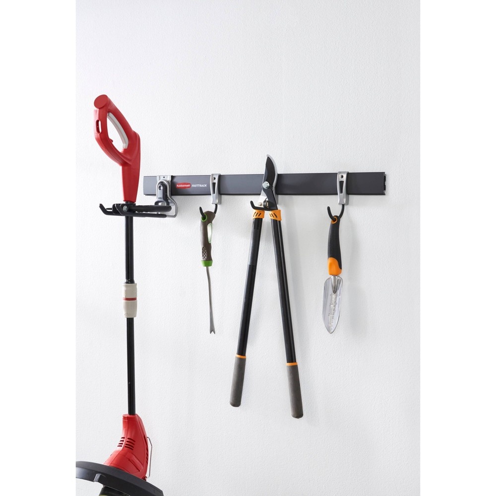 slide 2 of 4, Rubbermaid FastTrack Garage Storage All-in-One Rail & Hook Wall Hanging Kit, 5 ct