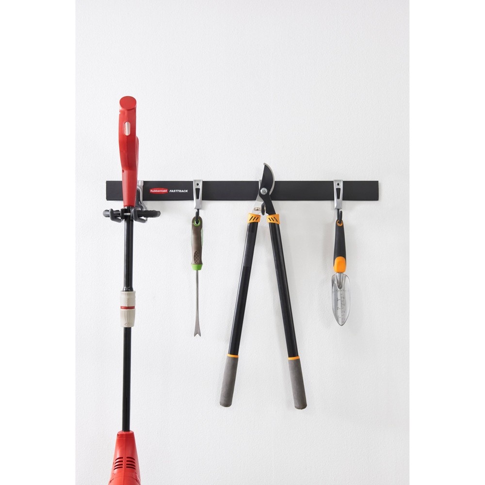 slide 4 of 4, Rubbermaid FastTrack Garage Storage All-in-One Rail & Hook Wall Hanging Kit, 5 ct