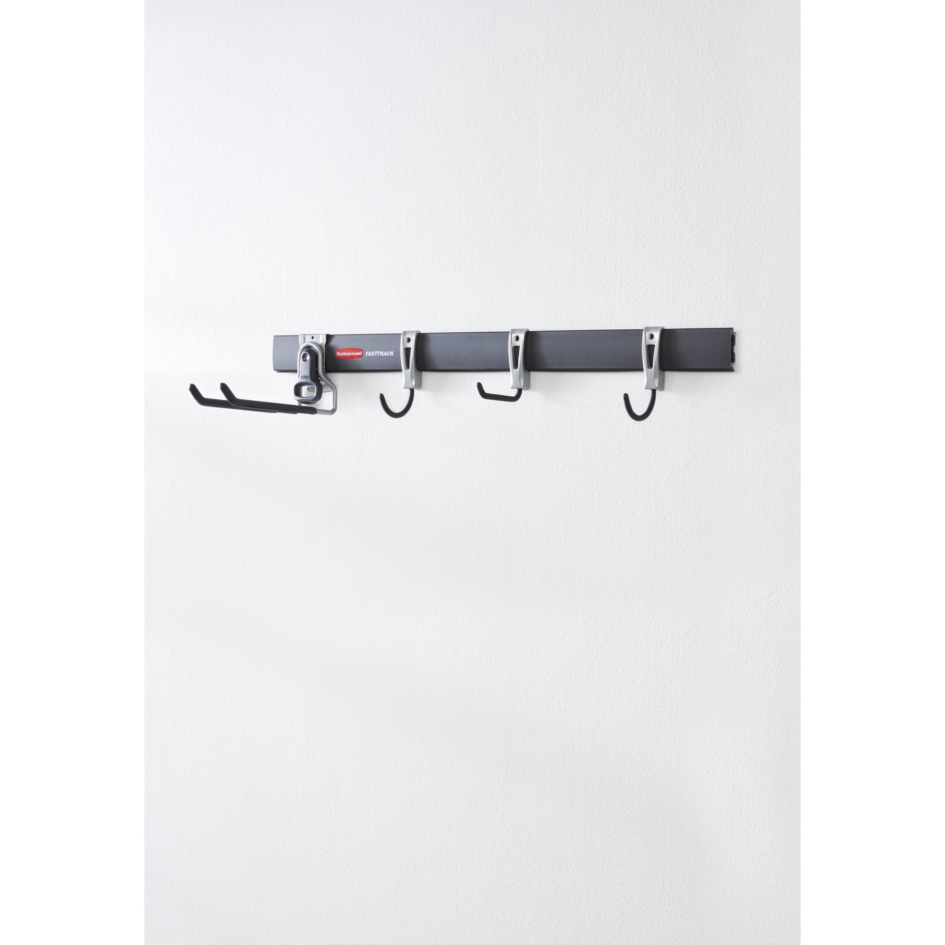 slide 1 of 4, Rubbermaid FastTrack Garage Storage All-in-One Rail & Hook Wall Hanging Kit, 5 ct