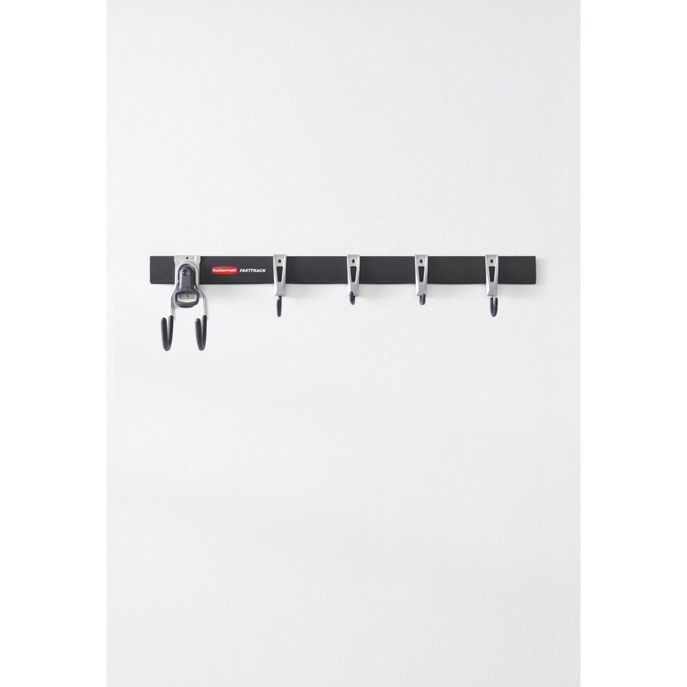 slide 4 of 5, Rubbermaid FastTrack Garage Storage All-in-One Rail & Hook Wall Hanging Kit, 6 ct