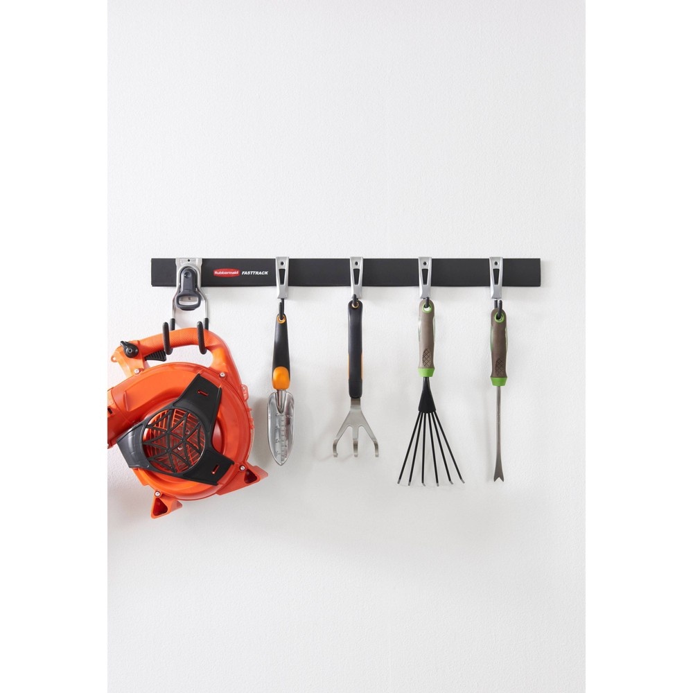 slide 5 of 5, Rubbermaid FastTrack Garage Storage All-in-One Rail & Hook Wall Hanging Kit, 6 ct