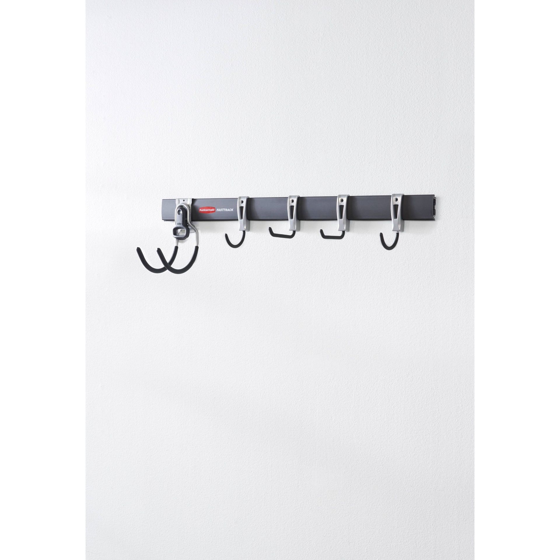 slide 1 of 5, Rubbermaid FastTrack Garage Storage All-in-One Rail & Hook Wall Hanging Kit, 6 ct