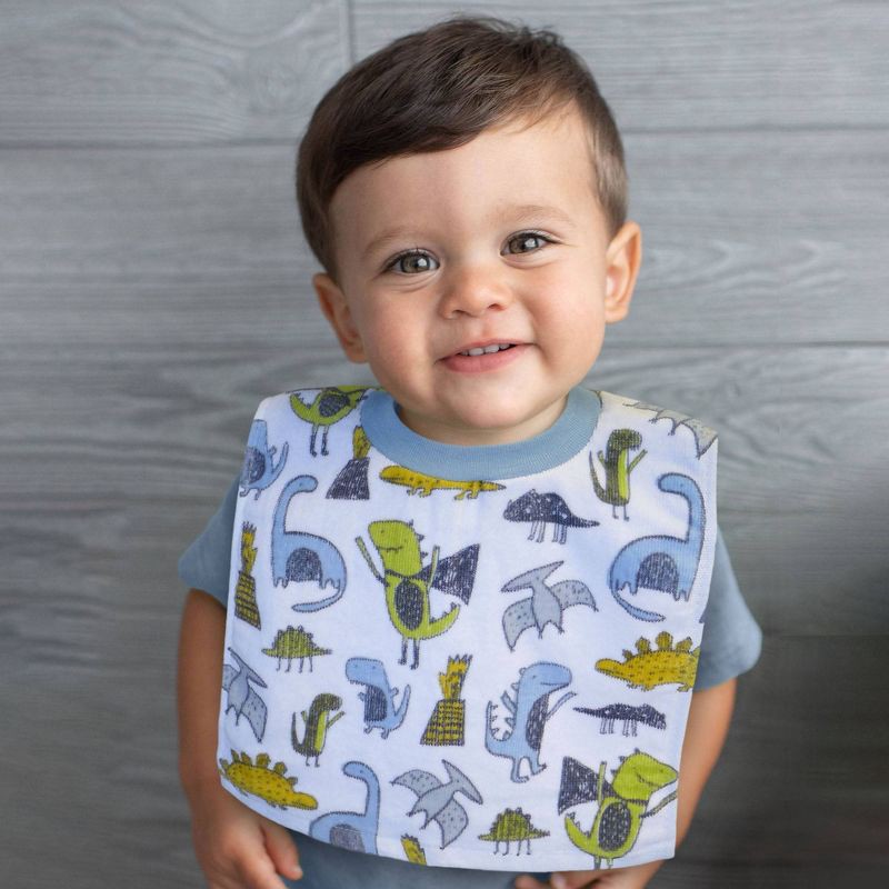 slide 6 of 9, Neat Solutions Printed Pullover Toddler Bib Set - Dinos - 3pk, 3 ct