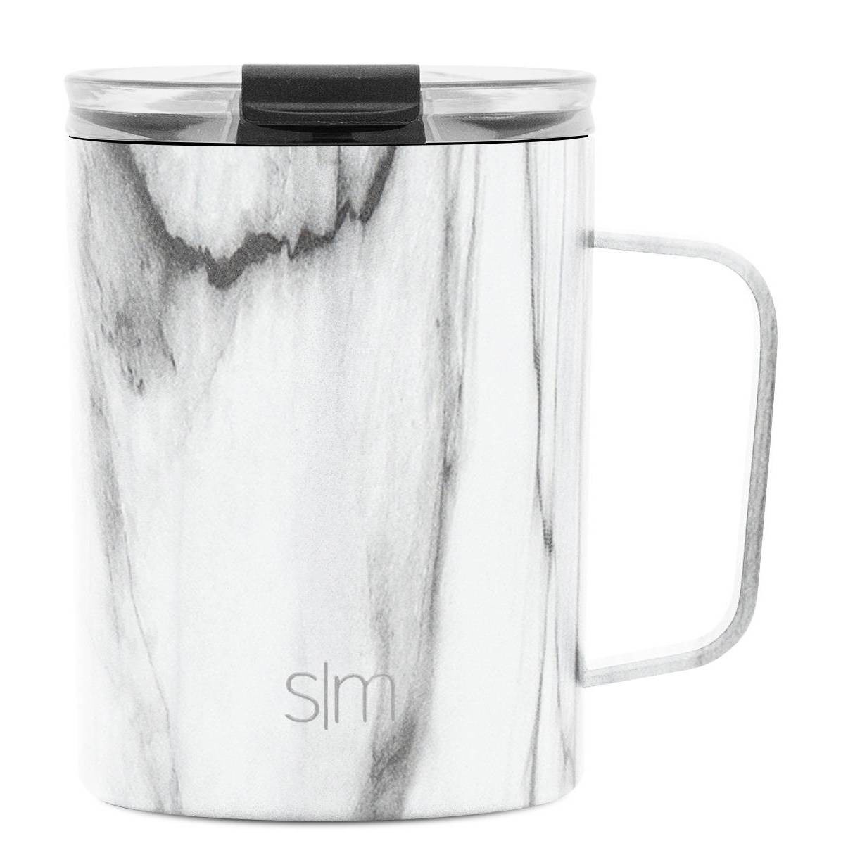 slide 1 of 2, Simple Modern Stainless Steel Scout Mug with Clear Flip Lid Carrara Marble, 12 oz