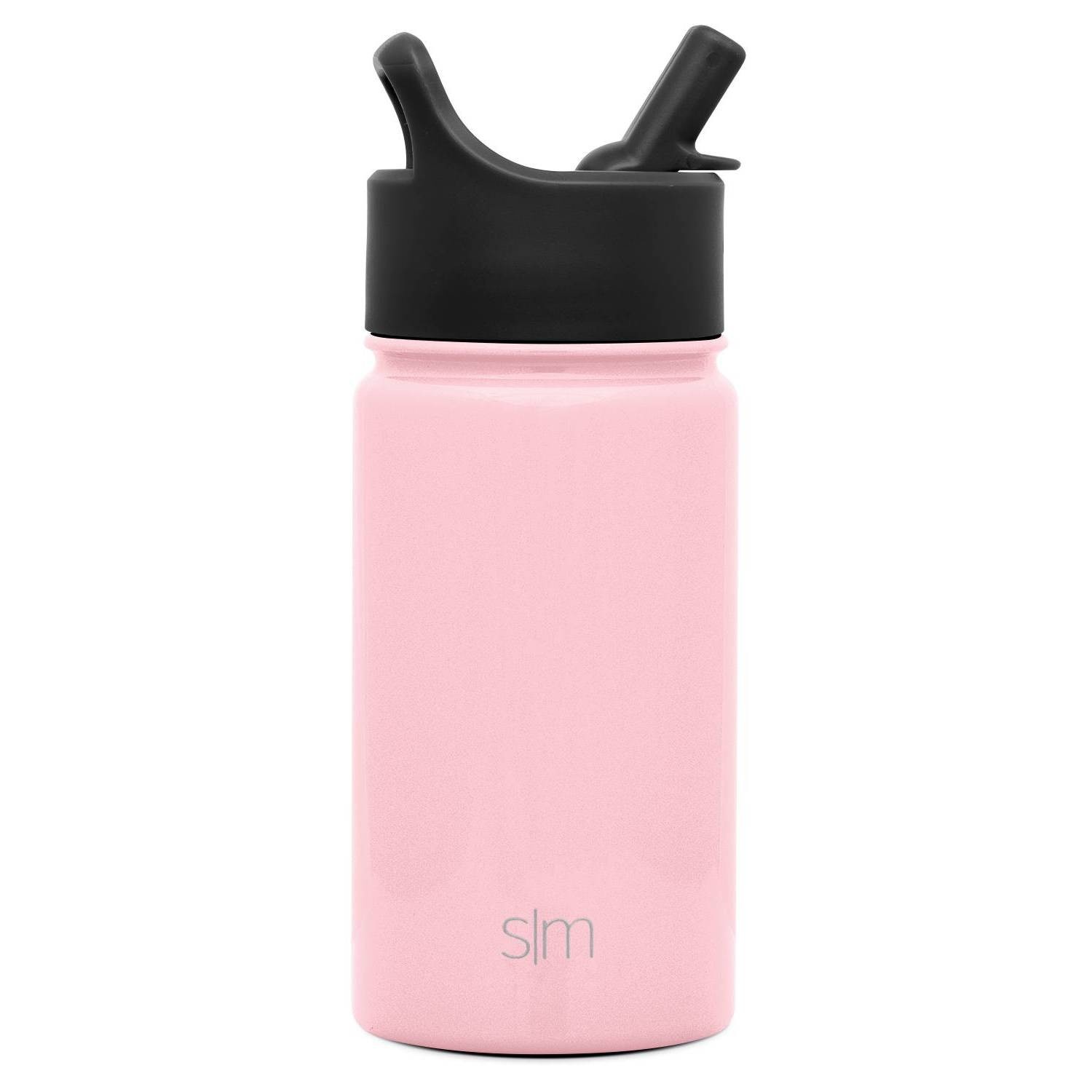 slide 1 of 3, Simple Modern Stainless Steel Blush Water Bottle with Straw and Lid, 14 oz