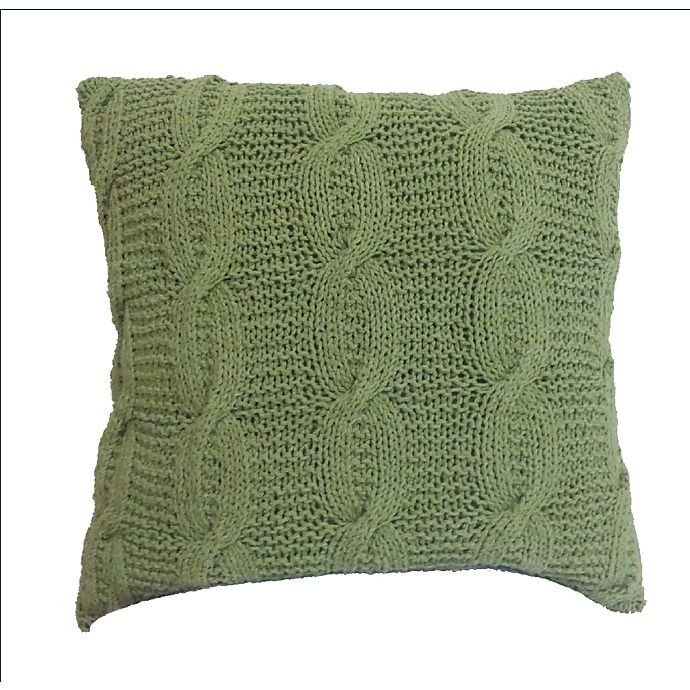 slide 1 of 1, A&B Home Cable Knit Square Throw Pillow - Green, 1 ct