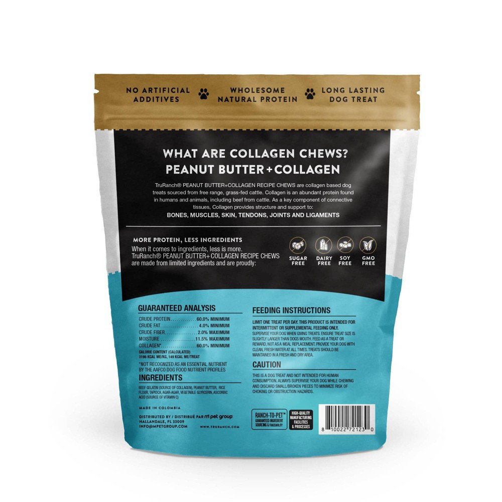 slide 3 of 3, TruRanch Collagen 6"Peanut Butter Chips Rawhide Free Dog Treats - 8.2oz, 8.2 oz