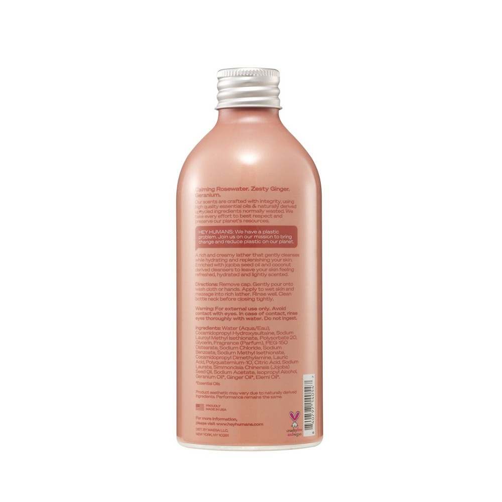 slide 4 of 4, Hey Humans Body Wash Rosewater Ginger, 14 fl oz